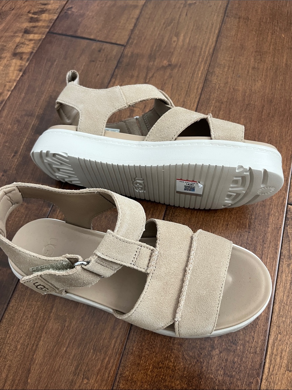 UGG Sand Beige Suede Platform Sandals